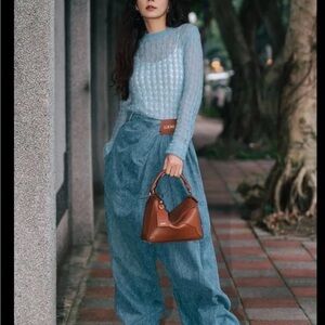 Loewe Denim Blue Wide Leg Trousers